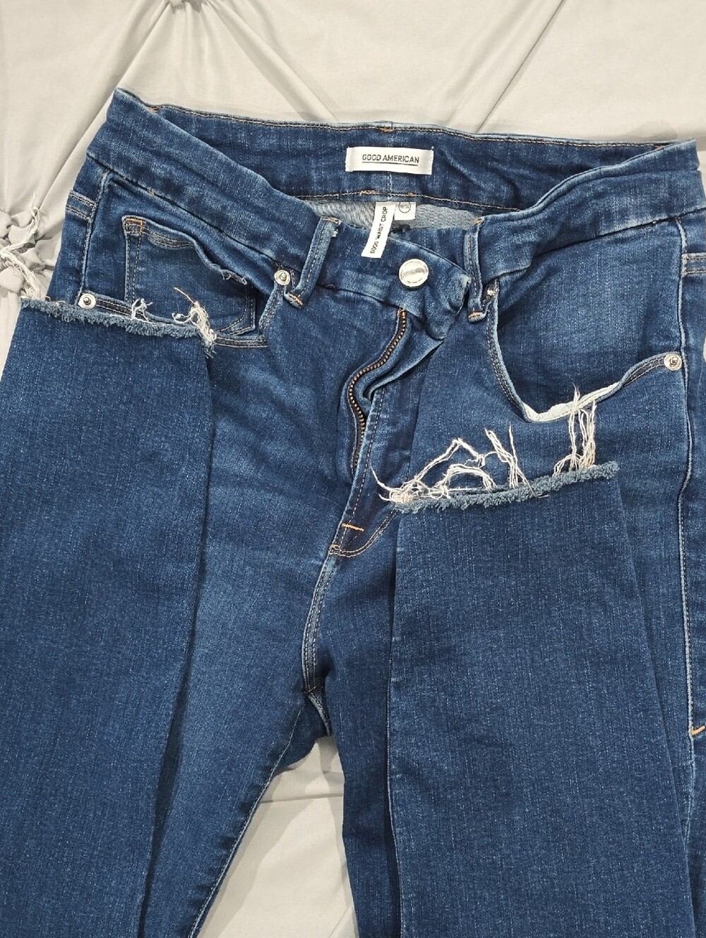 Good American Good Waist Crop  Dark Blue Skinny Jeans Size 10/30